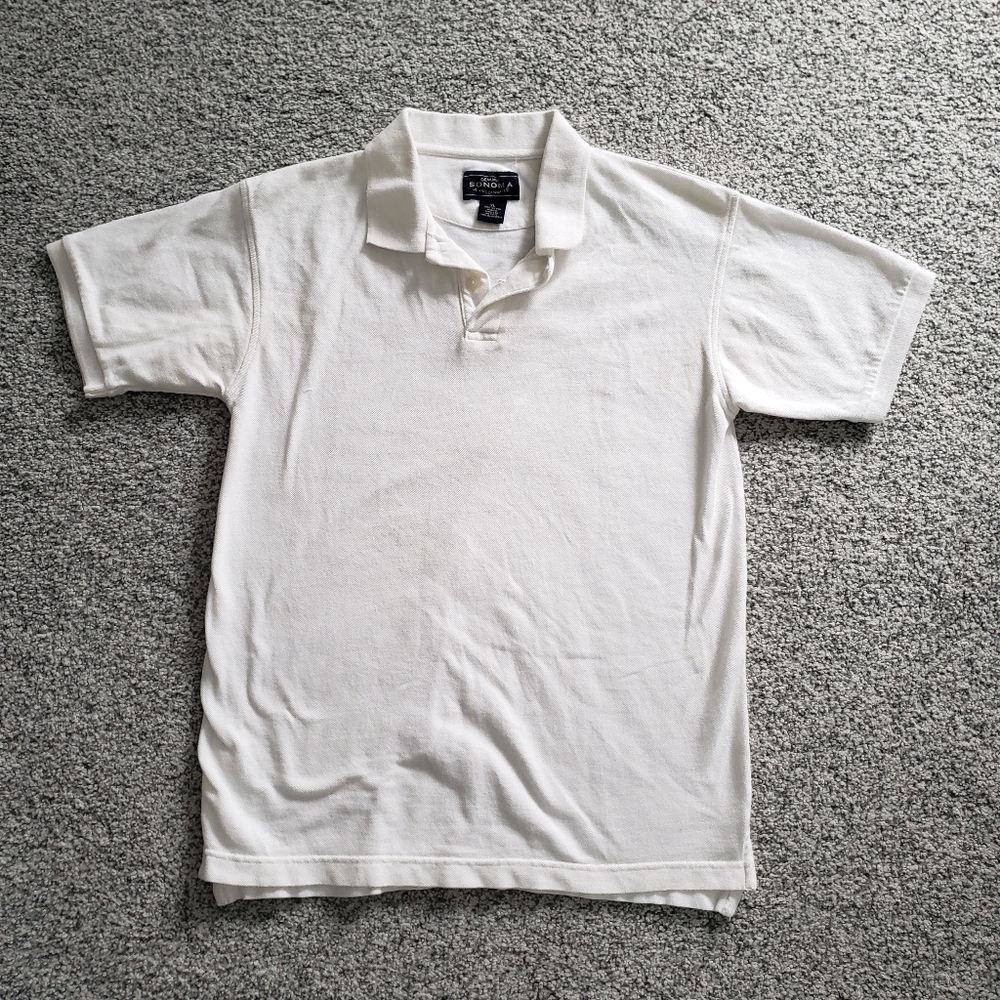 Sonoma Boys Collared short sleeve Polo Shirt White Size XL 100% Cotton